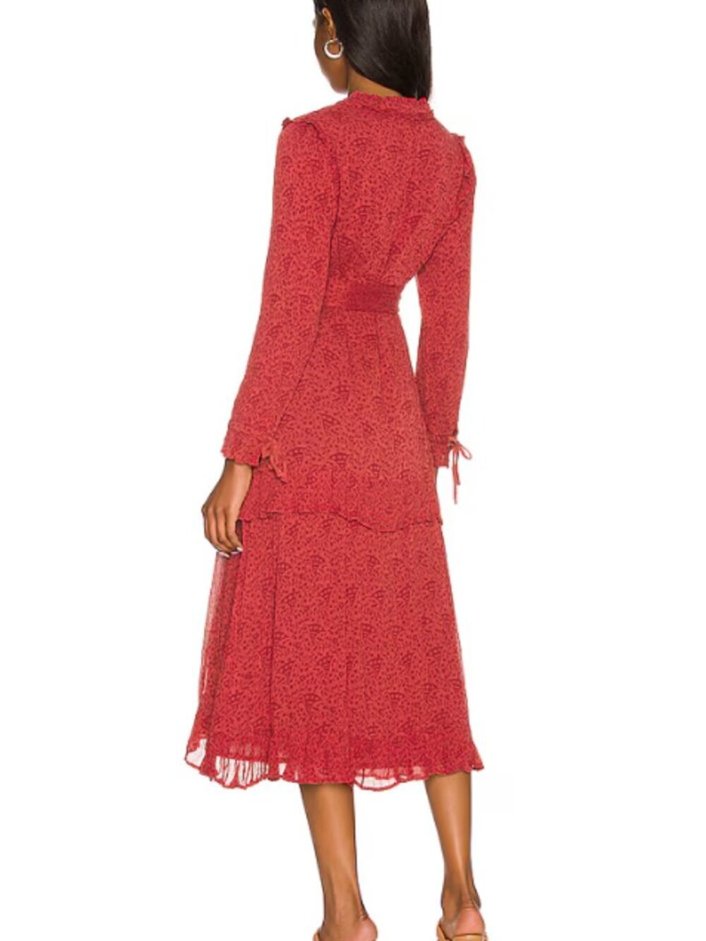 Cleobella Iris Midi Dress Red Women's Size XS NEW Tiered Ruffle Party Evening - Picture 4 of 14